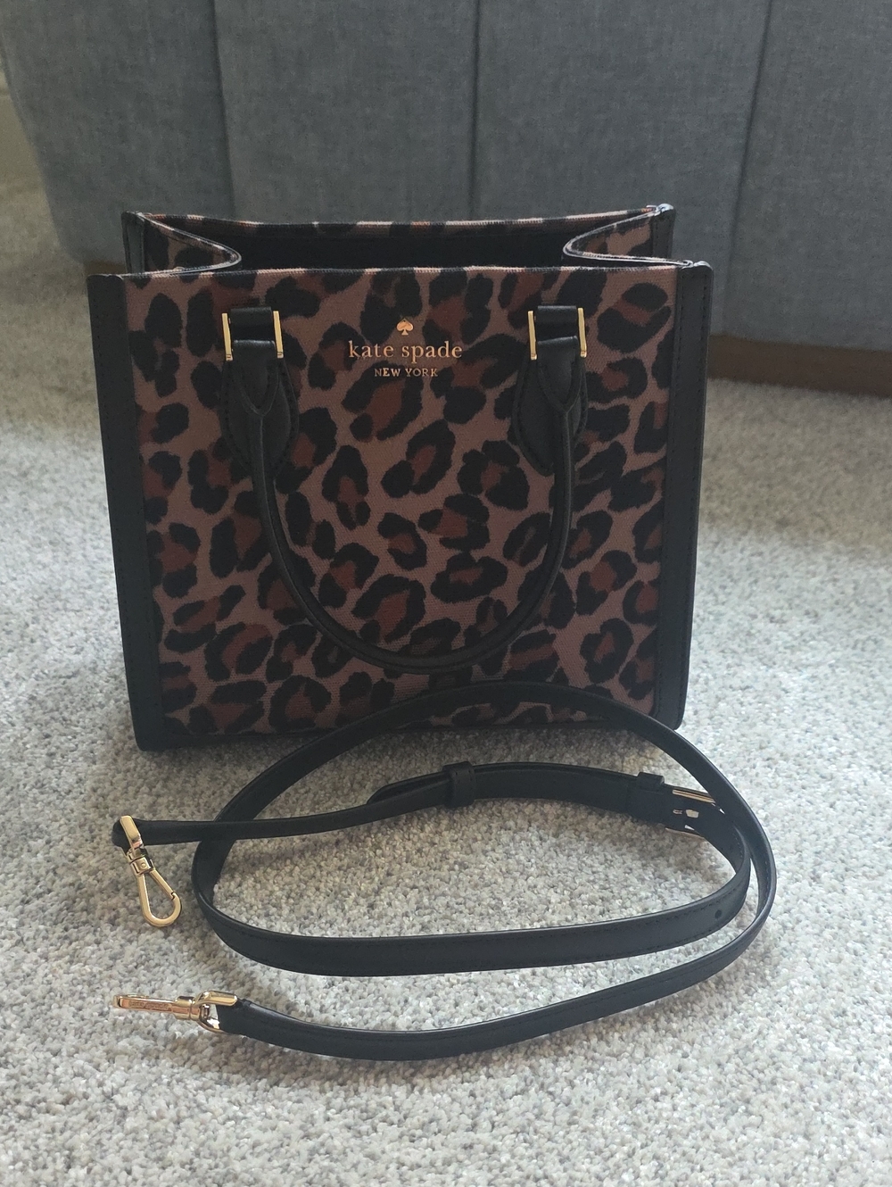kate spade Leopard Print Crossbody Tote in Brown & Black